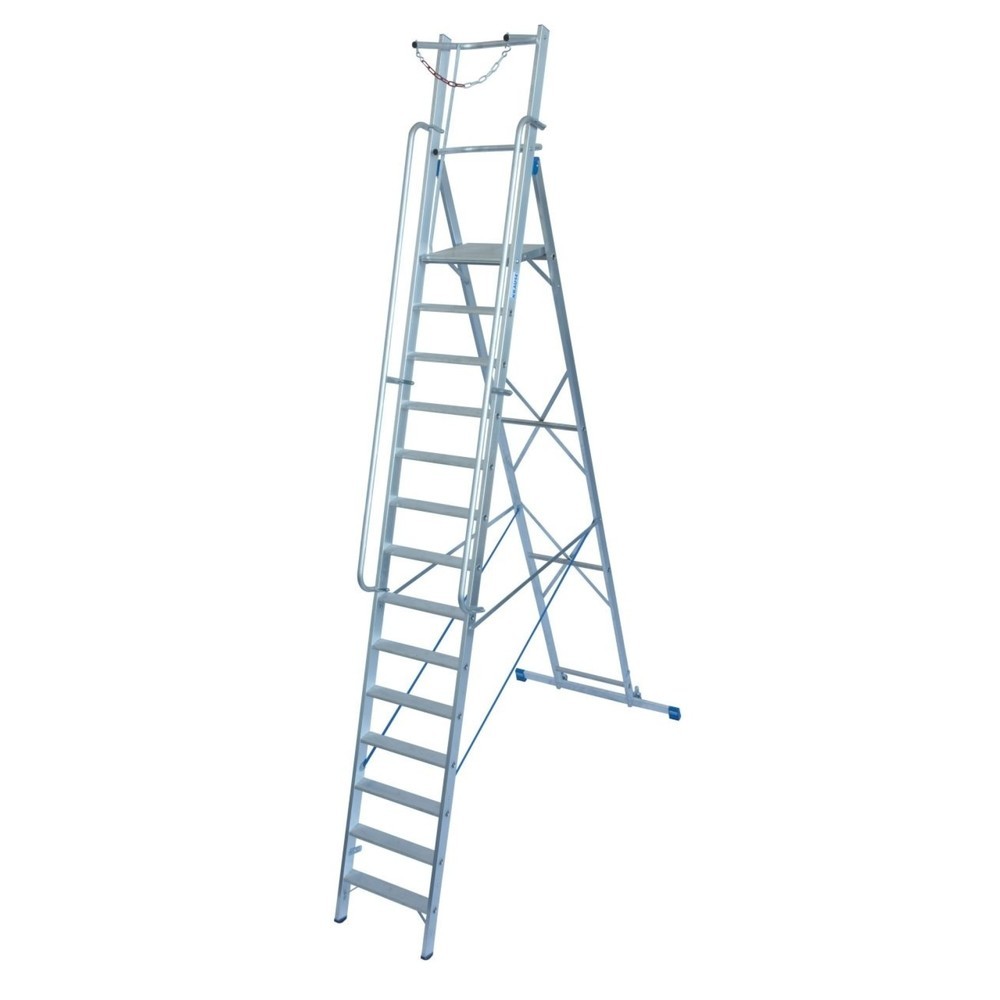 Numéro de l'image du produit 1: Escabeau double à marches KRAUSE® STABILO ac gde platef., arceau de sécu. et chaîne 1x14 marches