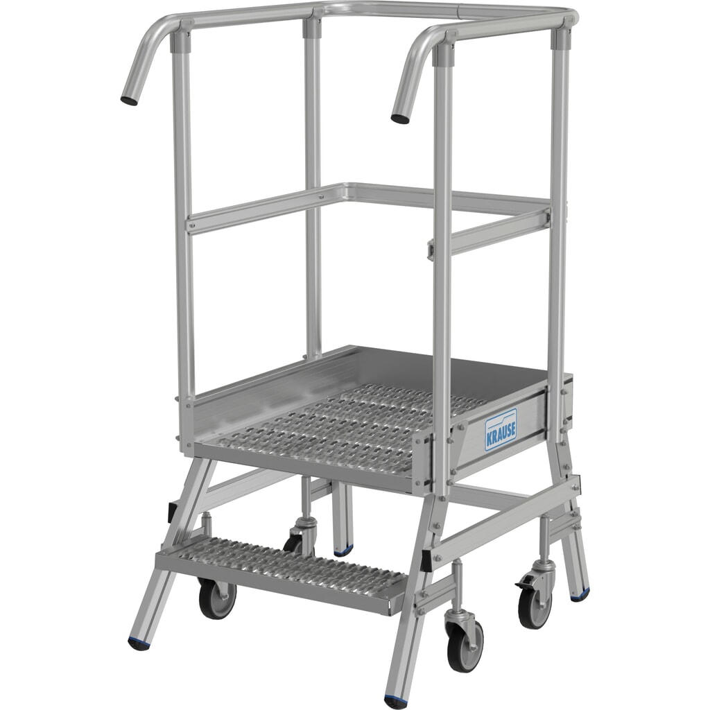 Échelle à plate-forme mobile KRAUSE® STABILO, accès unilatéral, grille de profil R13, 2 marches N° de l'image du produit 2 : Échelle à plate-forme mobile KRAUSE® STABILO, accès unilatéral, grille de profil R13, 2 marches
