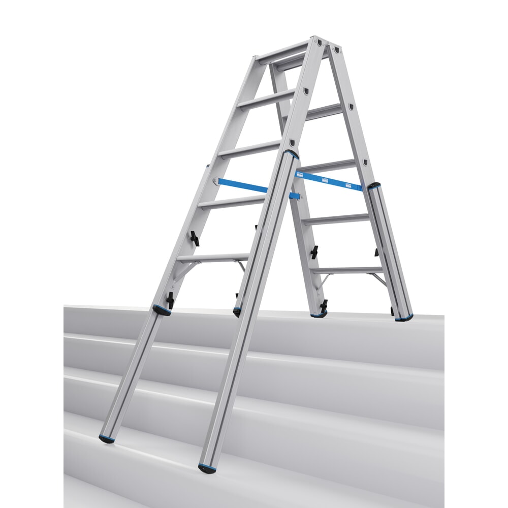 N° de l'image du produit 1 : Échelle télescopique KRAUSE® STABILO avec marches, accès double face, 2 x 5 marches