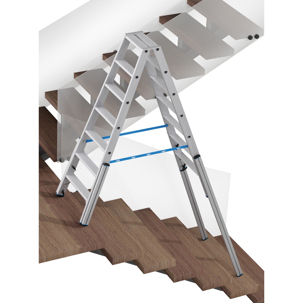 N° de l'image du produit 4 : Échelle télescopique KRAUSE® STABILO avec marches, accès double face, 2 x 7 marches