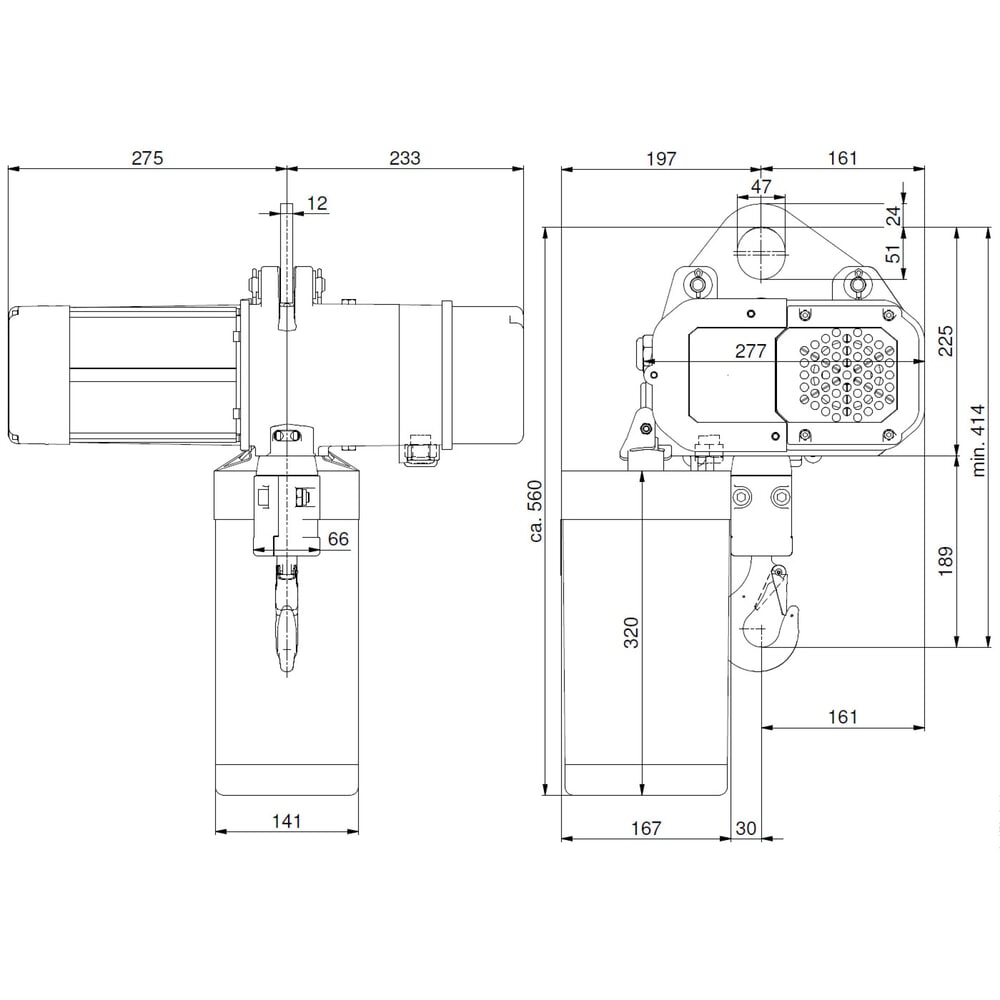 N° de l'image du produit 6 : LIFTKET Palan à chaîne électrique S-Line avec accrochage à trou unique, capacité de charge 500 kg, 8/2 m/min