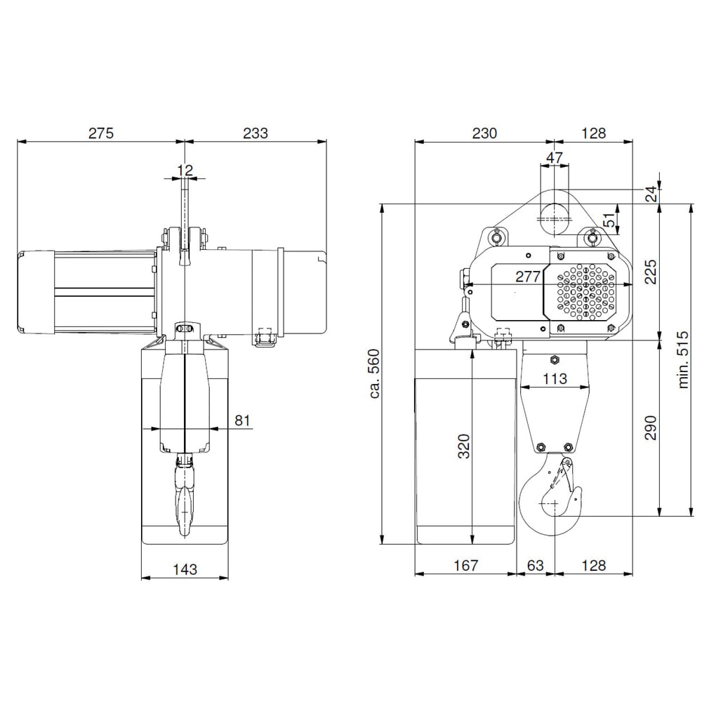 N° de l'image du produit 6 : LIFTKET Palan à chaîne électrique S-Line avec accrochage à trou unique, capacité de charge 2.000 kg, 3/0,75 m/min