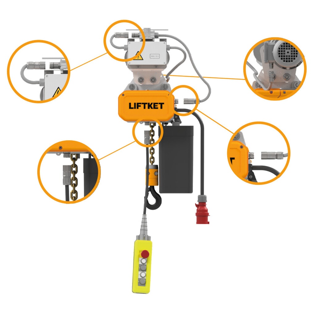 LIFTKET Palan à chaîne électrique S-Line avec mécanisme de déplacement électrique, capacité de charge 125 kg, 8/2 m/min N° de l'image du produit 3 : LIFTKET Palan à chaîne électrique S-Line avec mécanisme de déplacement électrique, capacité de charge 125 kg, 8/2 m/min
