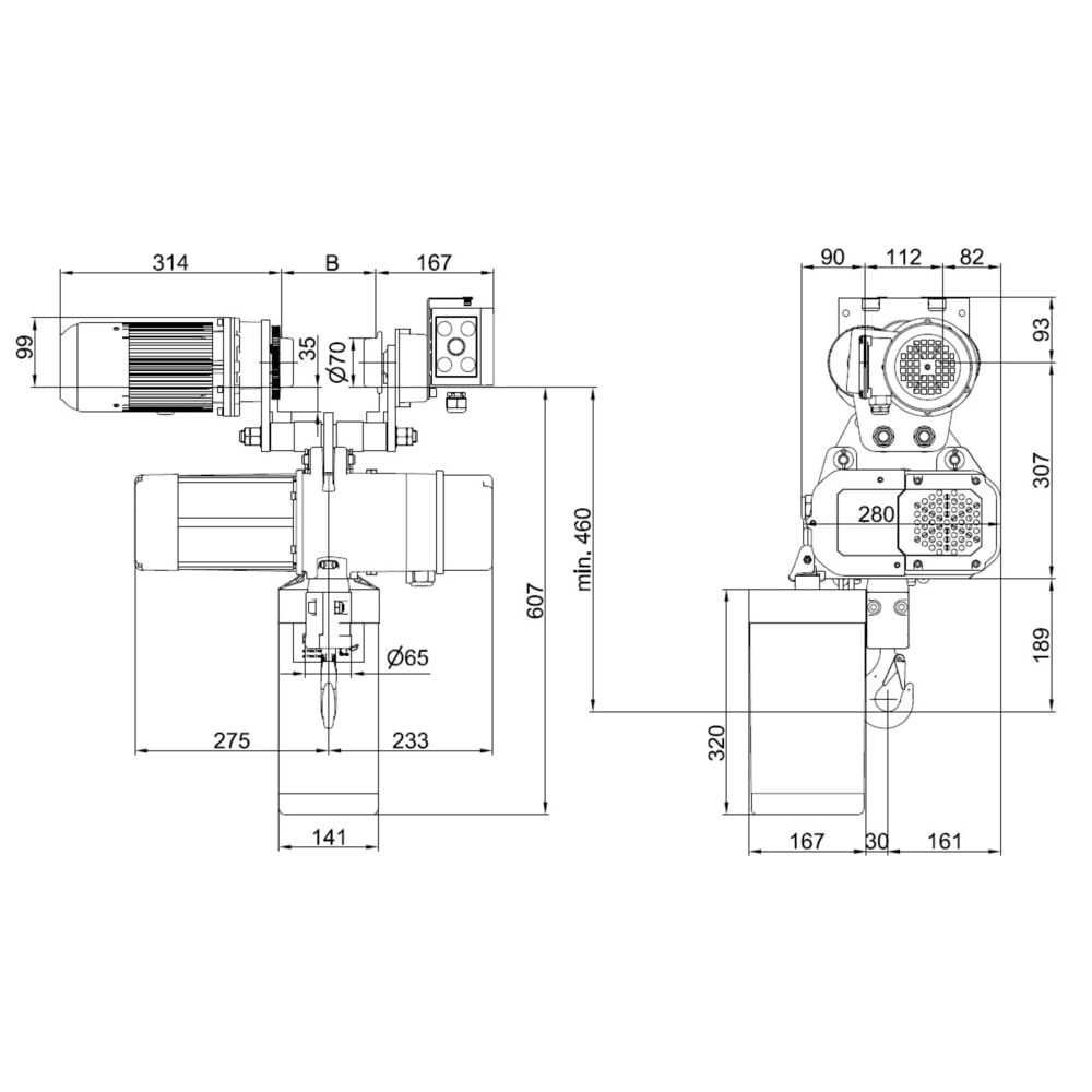 N° de l'image du produit 7 : LIFTKET Palan à chaîne électrique S-Line avec mécanisme de déplacement électrique, capacité de charge 500 kg, 8/2 m/min