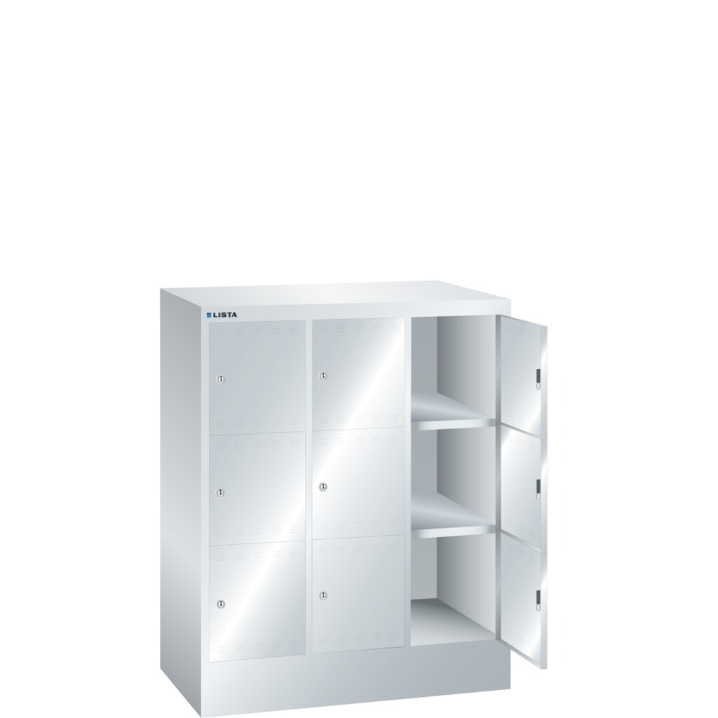 LISTA Armoire à casiers, (lxPxH) 905x500x1 095 mm, 3x3 casiers, serrure à cylindre Illustration du produit: LISTA Armoire à casiers, (lxPxH) 905x500x1 095 mm, 3x3 casiers, serrure à cylindre