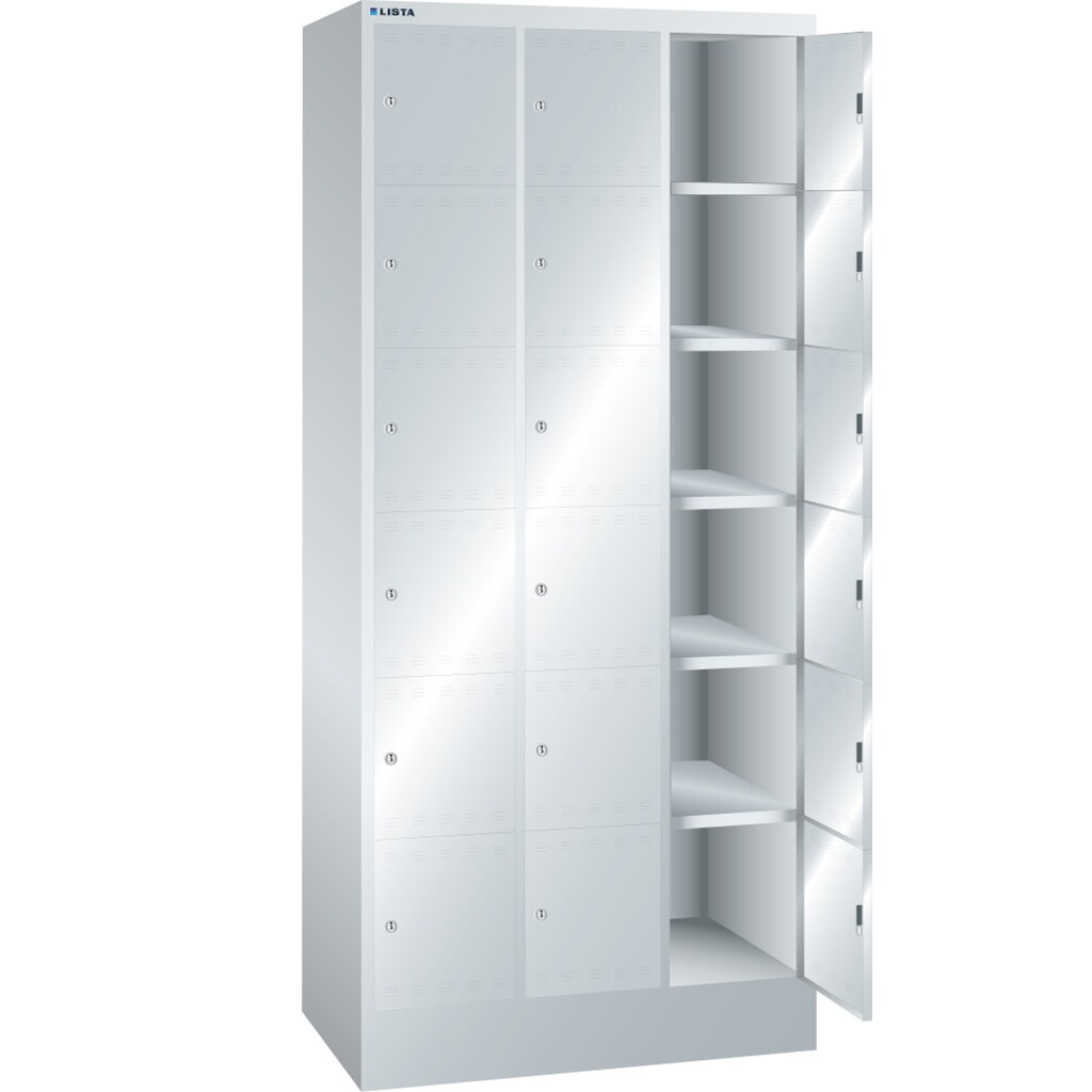 LISTA Armoire à casiers, (lxPxH) 905x500x1 995 mm, 3x6 casiers, dispositif de fermeture Illustration du produit: LISTA Armoire à casiers, (lxPxH) 905x500x1 995 mm, 3x6 casiers, dispositif de fermeture