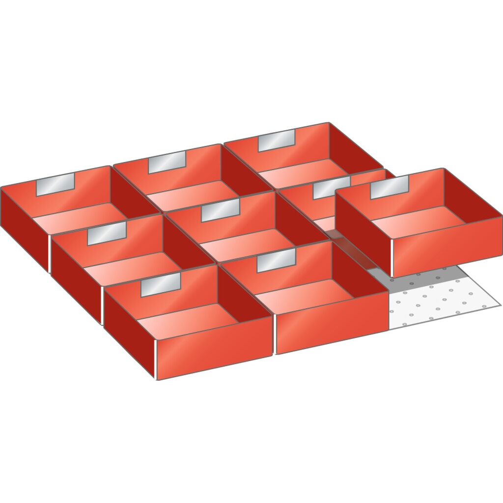 LISTA Jeu de bacs en plastique 27x27E, (lxP) 459x459 mm, 9 pièces