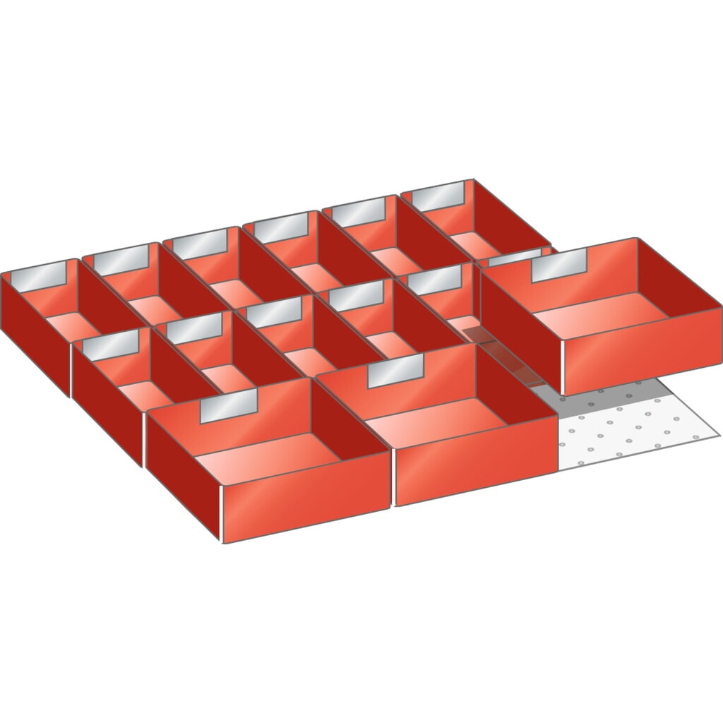 Jeu de bacs en plastique LISTA, (lxP) 459x510 mm, 15 pièces, hauteur de façade 75 mm Illustration du produit: Jeu de bacs en plastique LISTA, (lxP) 459x510 mm, 15 pièces, hauteur de façade 75 mm