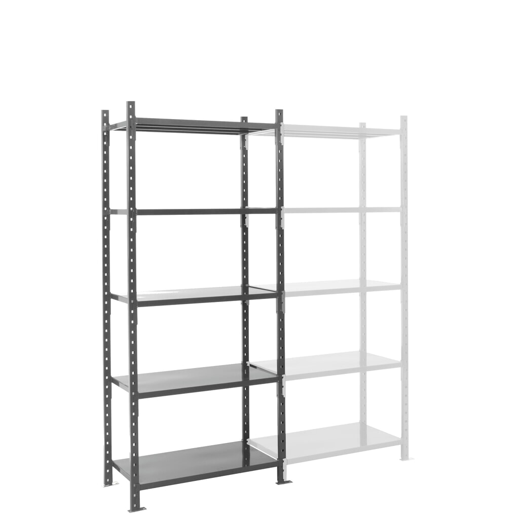 Illustration du produit: ManOrga Rayonnage à tablettes gris graphite avec tablettes en tôle d’acier, charge par tablette 500 kg, HxlxP 2 500 x 1 050 x 510 mm