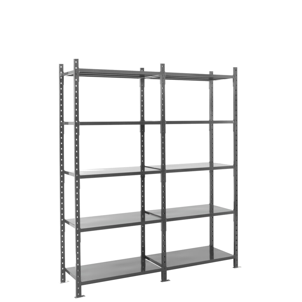 ManOrga Rayonnage à tablettes gris graphite avec tablettes en tôle d’acier, charge par tablette 500 kg, HxlxP 2 500 x 1 050 x 510 mm N° de l'image du produit 8 : ManOrga Rayonnage à tablettes gris graphite avec tablettes en tôle d’acier, charge par tablette 500 kg, HxlxP 2 500 x 1 050 x 510 mm