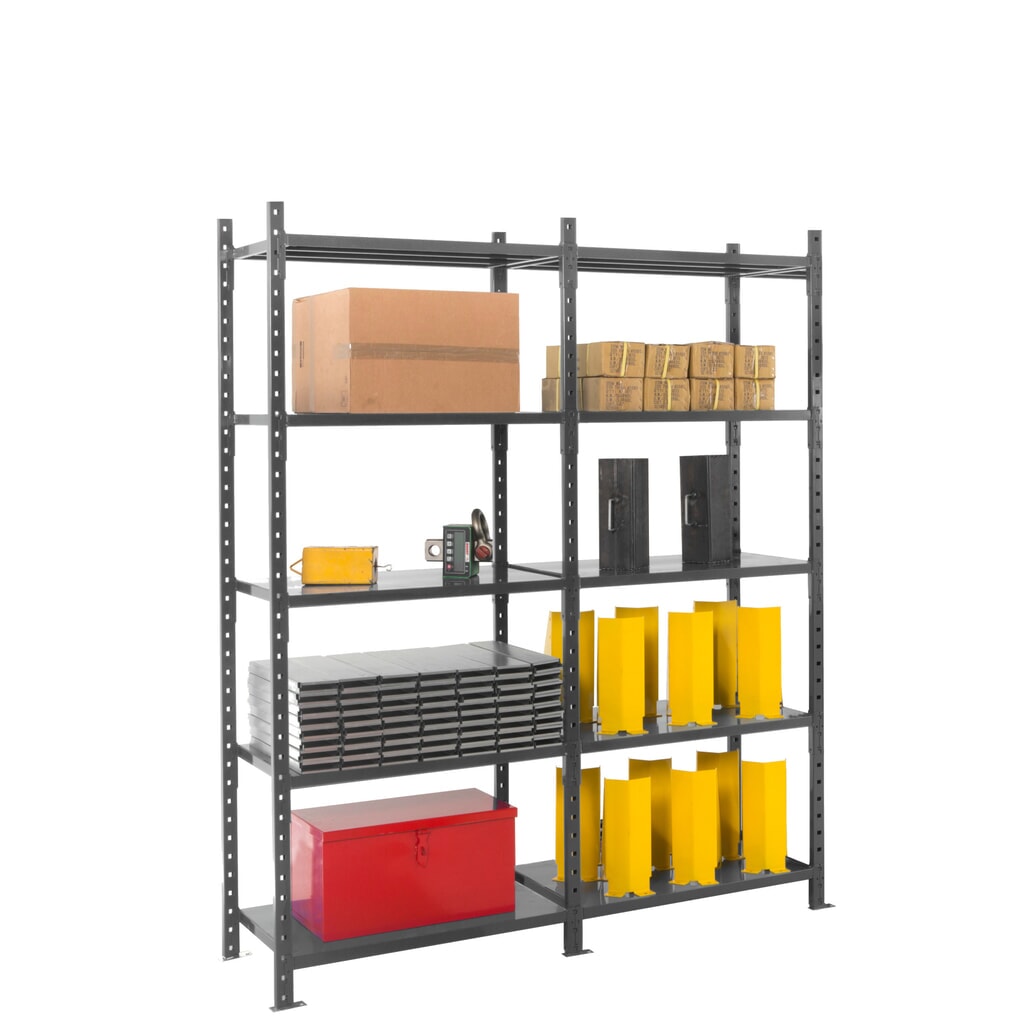 N° de l'image du produit 9 : ManOrga Rayonnage à tablettes gris graphite avec tablettes en tôle d’acier, charge par tablette 500 kg, HxlxP 2 500 x 1 050 x 510 mm