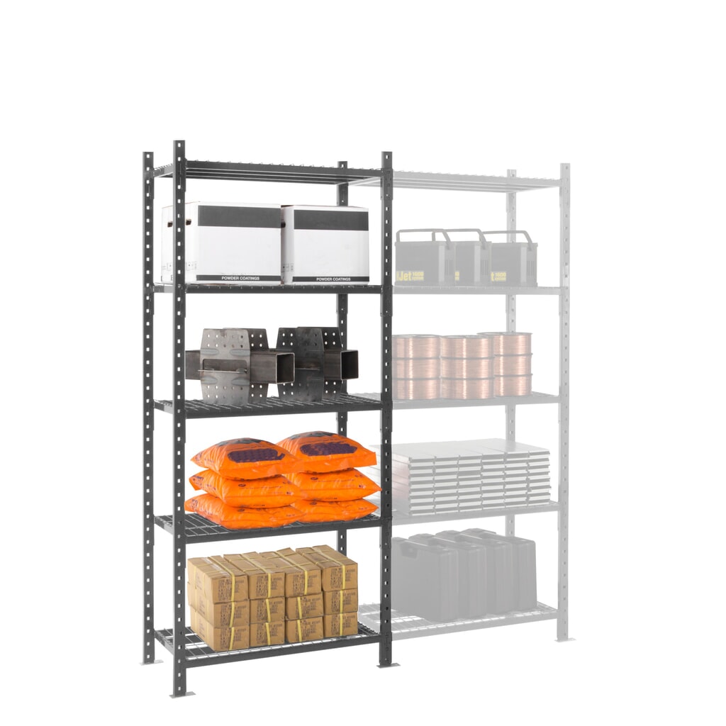 N° de l'image du produit 5 : ManOrga Rayonnage à tablettes gris graphite avec tablettes en tube d'acier, charge par tablette 500 kg, HxlxP 2 000 x 1 050 x 510 mm