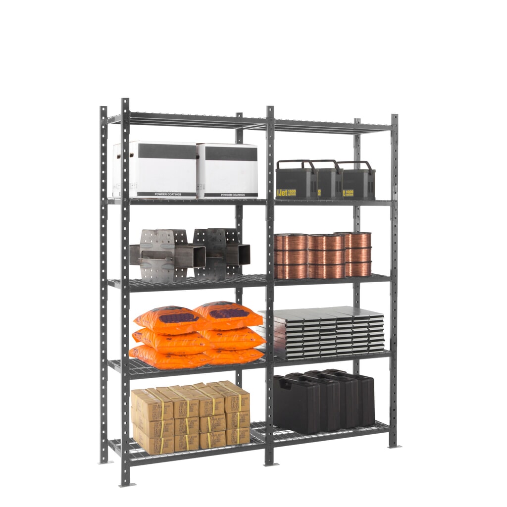 N° de l'image du produit 7 : ManOrga Rayonnage à tablettes gris graphite avec tablettes en tube d'acier, charge par tablette 500 kg, HxlxP 2 000 x 1 050 x 510 mm