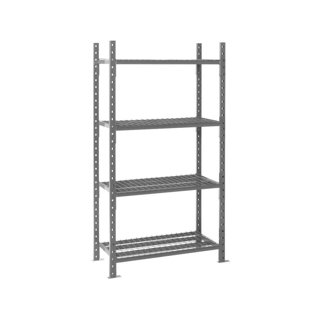 N° de l'image du produit 8 : ManOrga Rayonnage à tablettes gris graphite avec tablettes en tube d'acier, charge par tablette 500 kg, HxlxP 2 000 x 1 050 x 510 mm