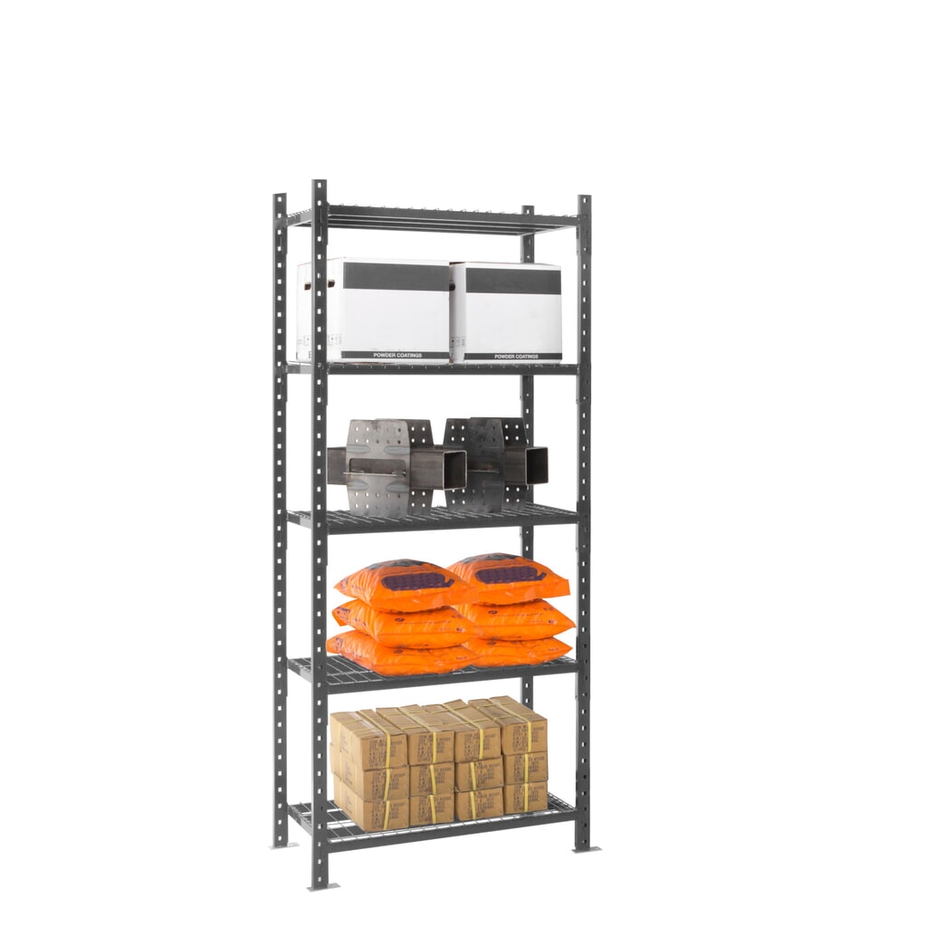 N° de l'image du produit 9 : ManOrga Rayonnage à tablettes gris graphite avec tablettes en tube d'acier, charge par tablette 500 kg, HxlxP 2 000 x 1 050 x 510 mm
