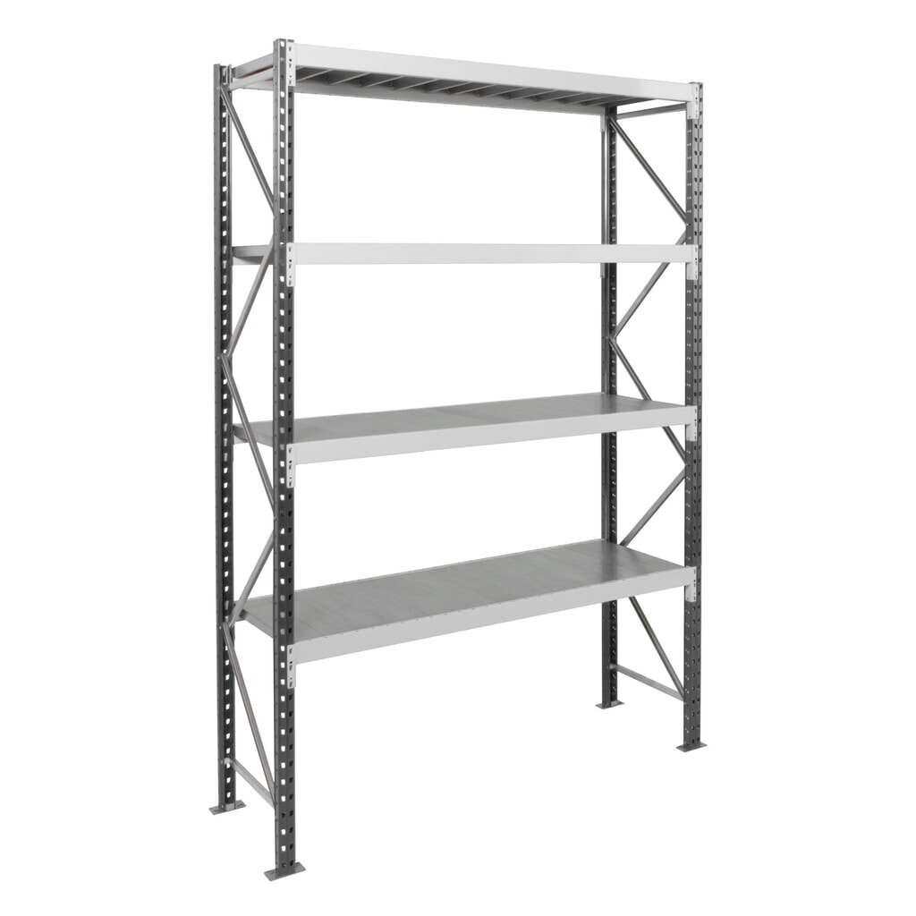 Rayonnage grande portée ManOrga, avec panneaux en acier, module de base, charge par tablette 880 kg, H x l x P 3 000 x 1 800 x 600 mm Illustration du produit: Rayonnage grande portée ManOrga, avec panneaux en acier, module de base, charge par tablette 880 kg, H x l x P 3 000 x 1 800 x 600 mm