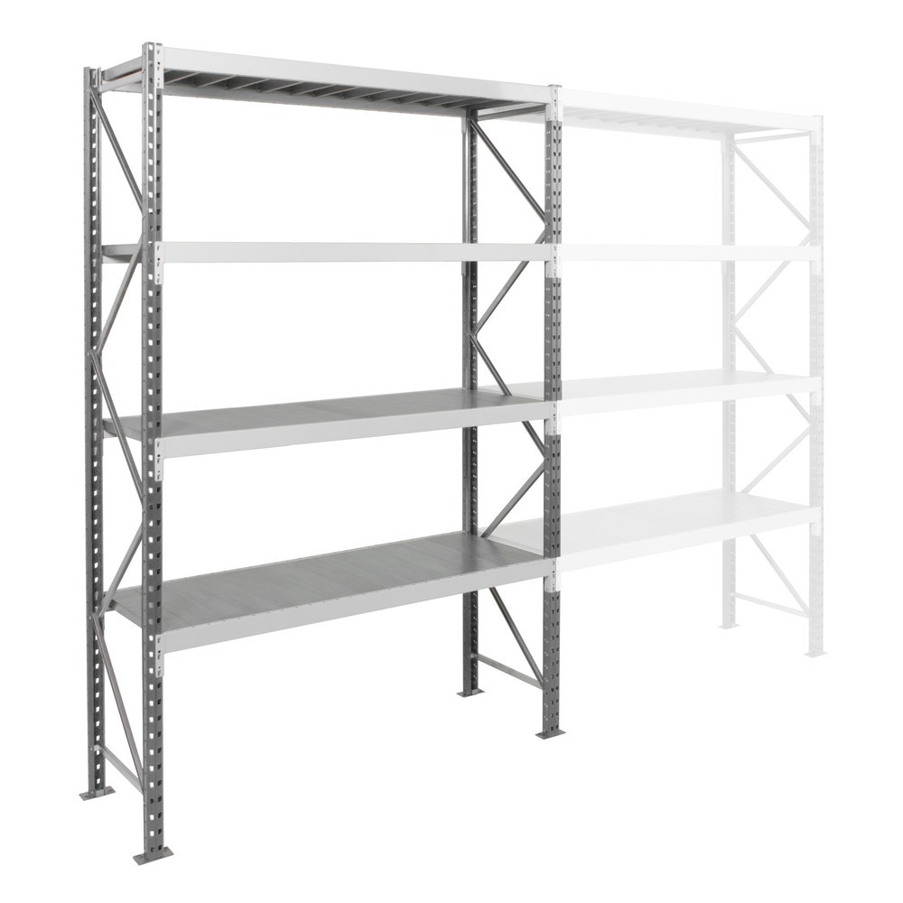 Numéro de l'image du produit 2: ManOrga Rayonnage grande portée, avec panneaux en acier, TB, gris graphite/gris clair, H x l x P 2 500 x 1 250 x 600 mm