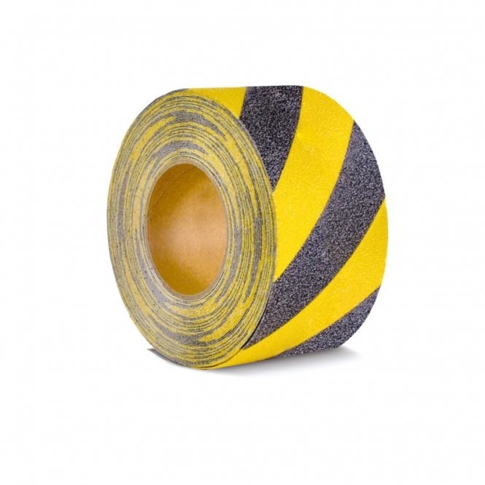 Numéro de l'image du produit 1: Revêtement antidérapant m2™, marquage de signalisation, rouleau, largeur 75 mm, noir-jaune