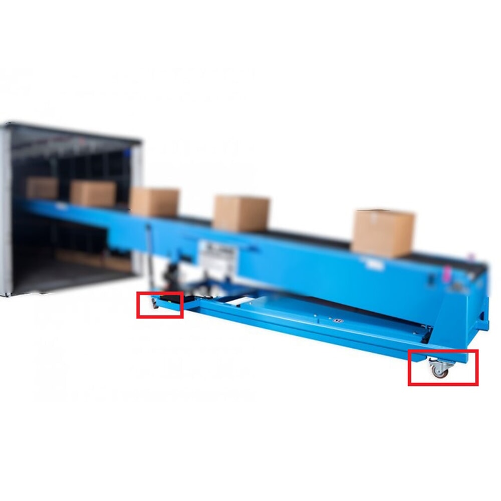 Supplément de prix pour châssis équipé de roues directrices avec dispositif de blocage, pour convoyeur télescopique BLUME type WFT à 3 niveaux jusqu’à 12m N° de l'image du produit 1 : Supplément de prix pour châssis équipé de roues directrices avec dispositif de blocage, pour convoyeur télescopique BLUME type WFT à 3 niveaux jusqu’à 12m