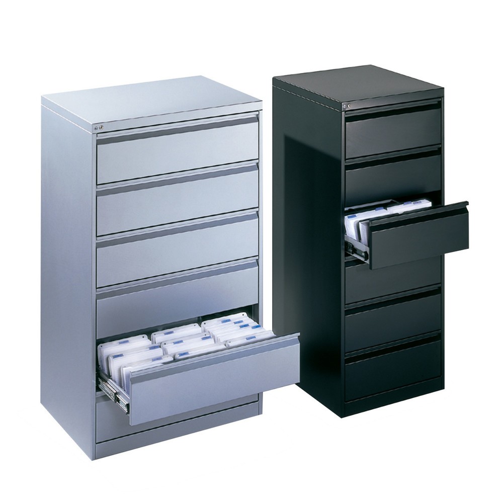 Numéro de l'image du produit 1: Meuble à fiches cartonnées C+P Office, DIN A5 horizontal, 3 rail, 6 tiroirs, gris clair