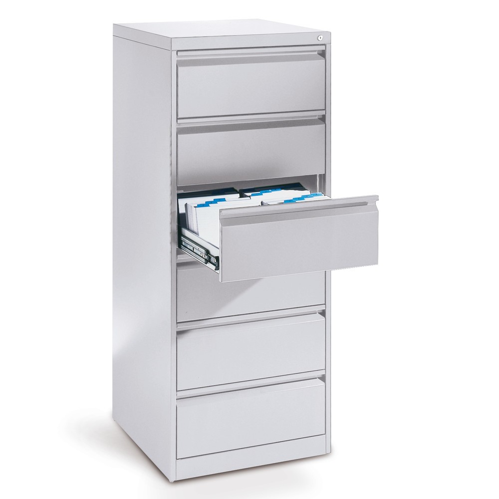 Numéro de l'image du produit 3: Meuble à fiches cartonnées C+P Office, DIN A5 horizontal, 3 rail, 6 tiroirs, gris clair