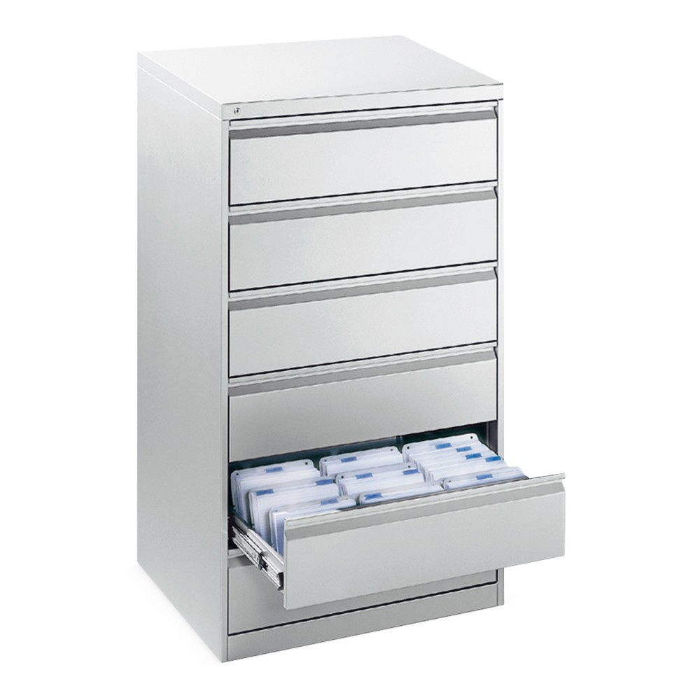 Numéro de l'image du produit 4: Meuble à fiches cartonnées C+P Office, DIN A5 horizontal, 3 rail, 6 tiroirs, gris clair