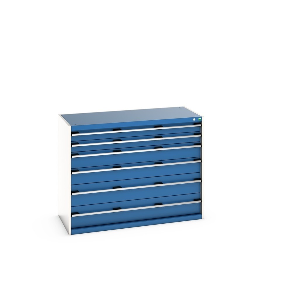 Illustration du produit: Meuble à tiroirs bott cubio, tiroirs 2x100 + 2x150 x 2x200 mm, capacité de charge 75 kg par tiroir, largeur 1 300 mm, bleu gentiane