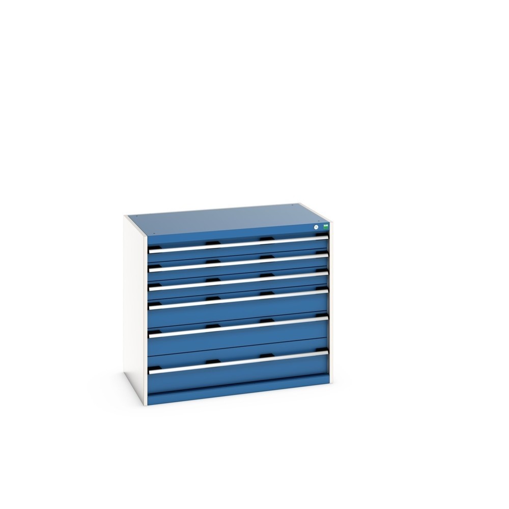 Illustration du produit: Meuble à tiroirs bott cubio, tiroirs 3x100 + 2x150 x 1x200 mm, capacité de charge 75 kg par tiroir, largeur 1050 mm, bleu gentiane