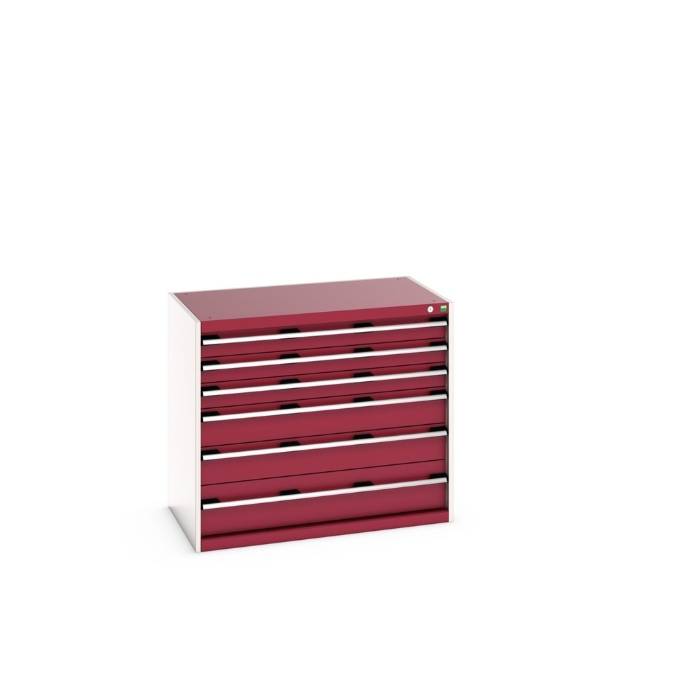 Illustration du produit: Meuble à tiroirs bott cubio, tiroirs 3x100 + 2x150+ 1x200 mm, capacité de charge 200 kg par tiroir, largeur 1 050 mm, rouge pourpre