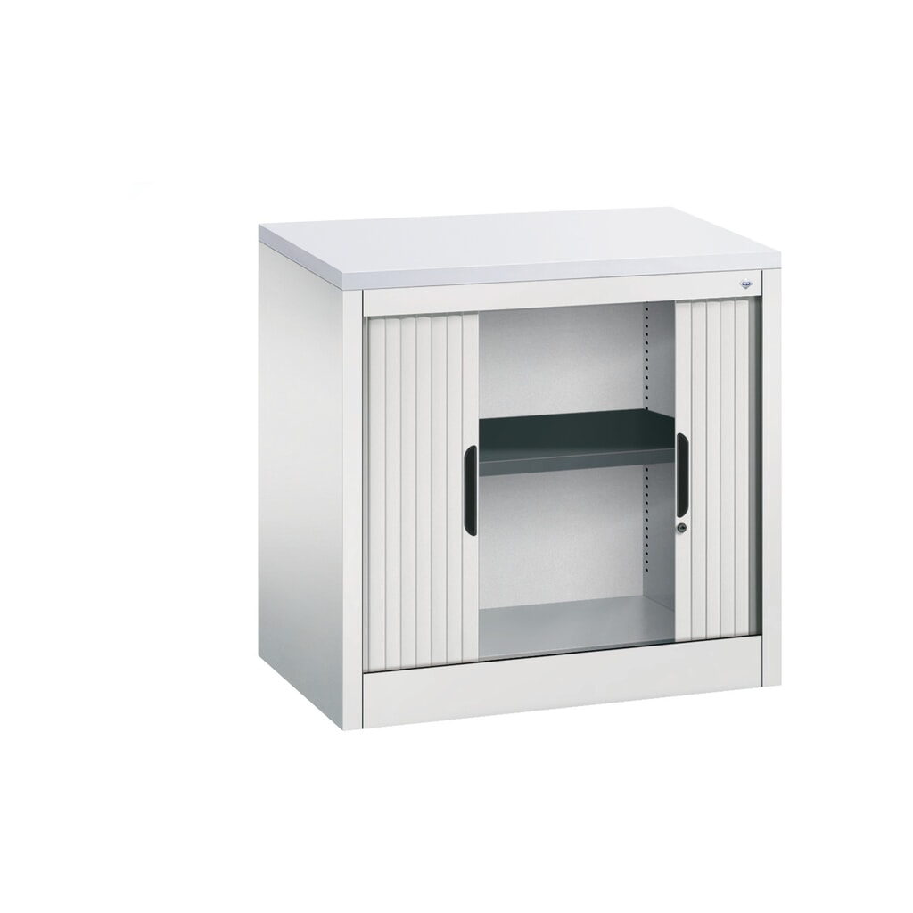 Meuble à volet roulant transversal C+P, 1 1/2 hauteur de classeur, largeur 800 mm, gris clair, Gris clair N° de l'image du produit 4 : Meuble à volet roulant transversal C+P, 1 1/2 hauteur de classeur, largeur 800 mm, gris clair, Gris clair