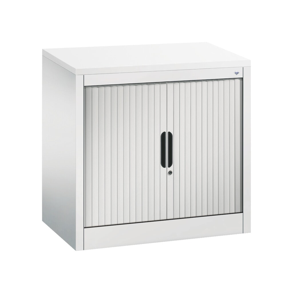 Illustration du produit: Meuble à volet roulant transversal C+P, 1 1/2 hauteur de classeur, largeur 800 mm, gris clair, Blanc