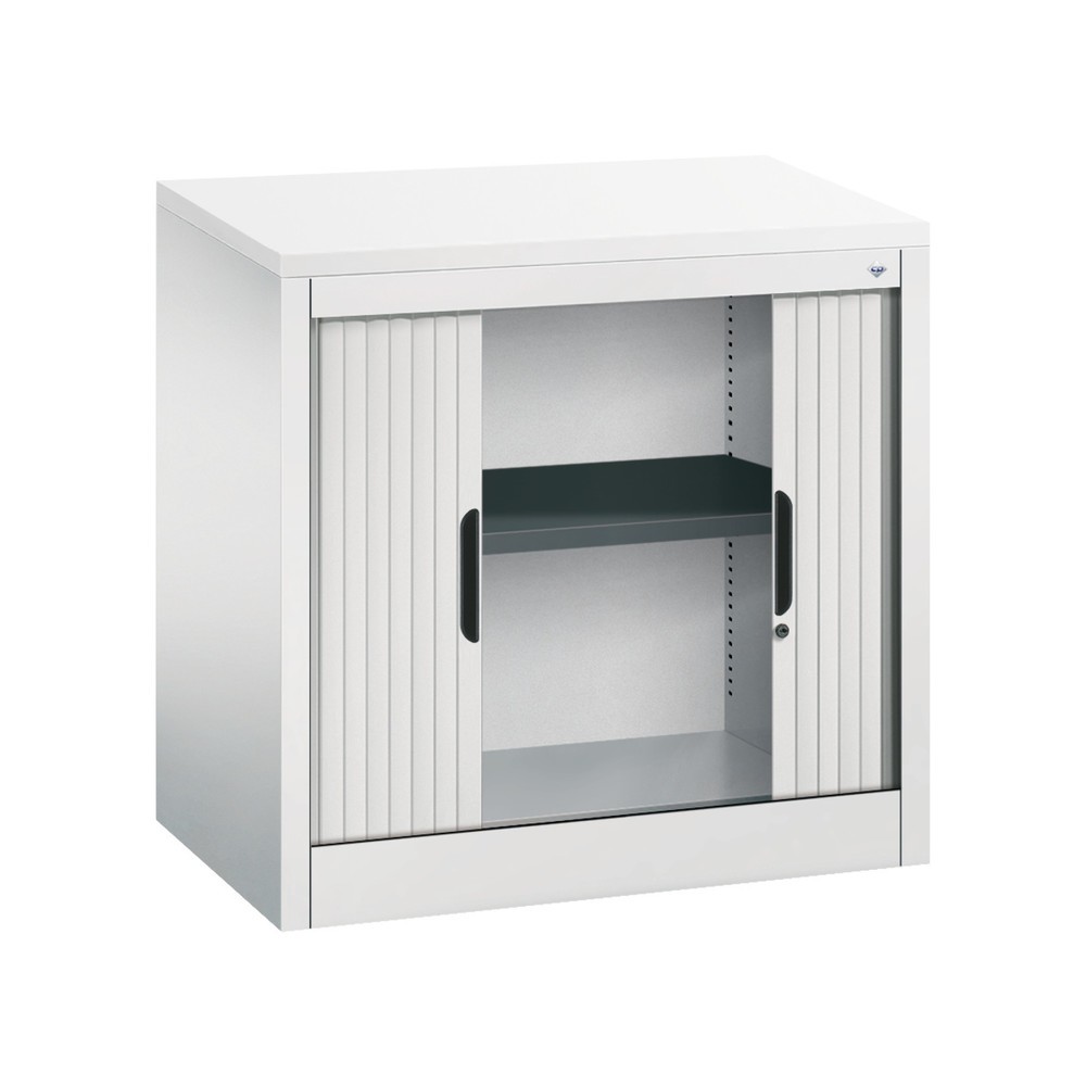 Numéro de l'image du produit 4: Meuble à volet roulant transversal C+P, 1 1/2 hauteur de classeur, largeur 800 mm, gris clair, Blanc