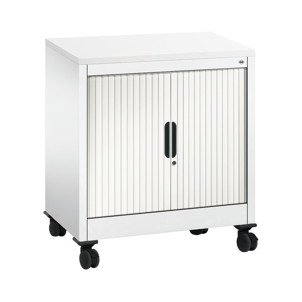 Illustration du produit: Meuble à volet roulant transversal C+P, 1 1/2 hauteur de classeur, largeur 800 mm, blanc pur, Blanc