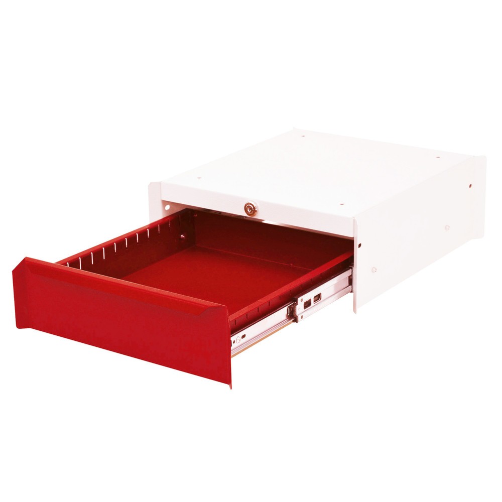 Numéro de l'image du produit 1: Meuble bas à 1 tiroir pour table de système de poste de travail Bedrunka+Hirth, H x l x P 140 x 370 x 400 mm, rouge signalisation