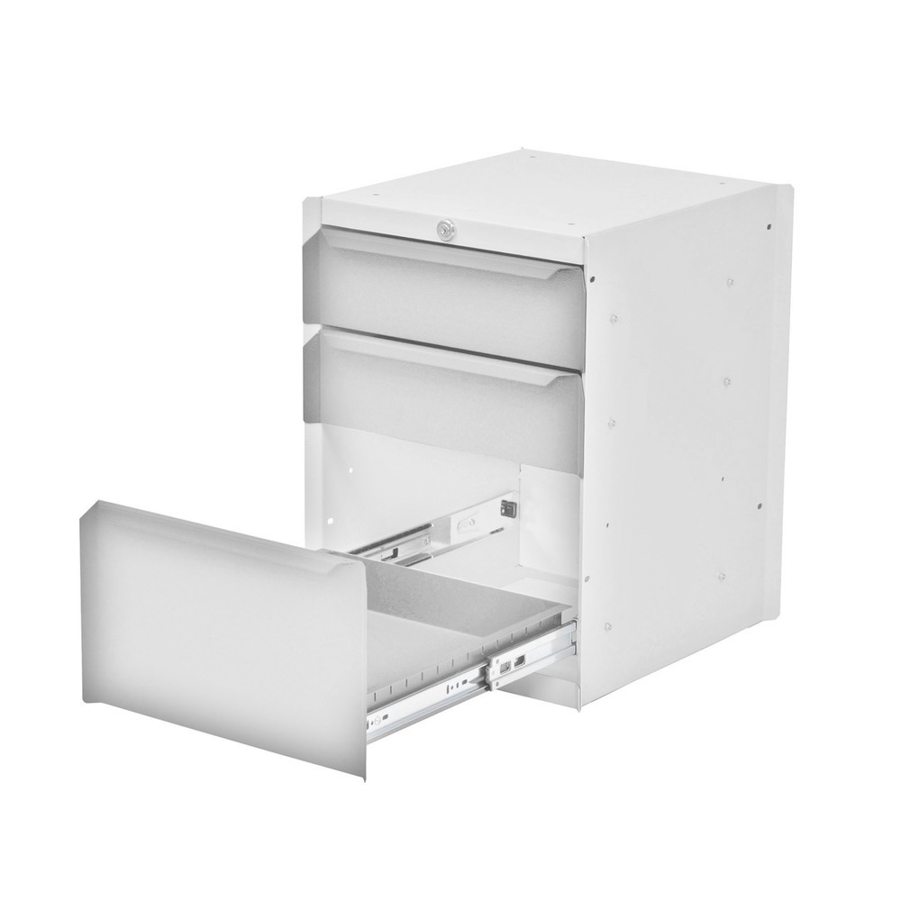 Numéro de l'image du produit 1: Meuble bas à 3 tiroirs pour table de système de poste de travail Bedrunka+Hirth, H x l x P 500 x 370 x 400 mm, gris fenêtre