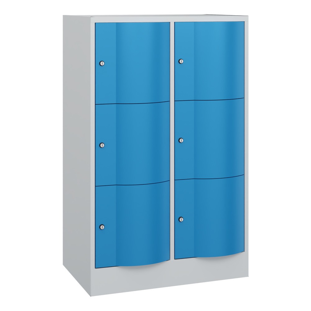 Illustration du produit: Meuble coffre-fort C+P avec portes « anti-vandalisme », 2 x 3 compartiments, H x l x P 1 225 x 770 x 540 mm, gris clair, bleu clair