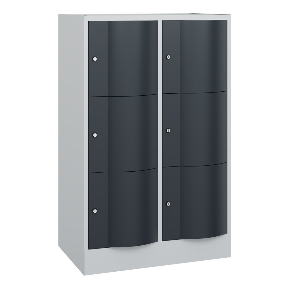 Numéro de l'image du produit 1: Meuble coffre-fort C+P avec portes « anti-vandalisme », 2 x 3 compartiments, H x l x P 1 225 x 770 x 540 mm, gris clair, gris anthracite