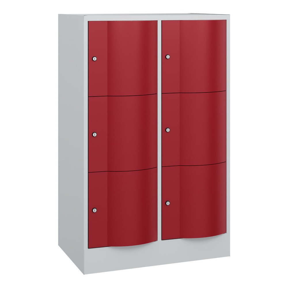 Illustration du produit: Meuble coffre-fort C+P avec portes « anti-vandalisme », 2 x 3 compartiments, H x l x P 1 225 x 770 x 540 mm, gris clair, rouge rubis