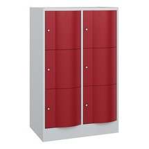 N° de l'image du produit 1 : Meuble coffre-fort C+P avec portes « anti-vandalisme », 2 x 3 compartiments, H x l x P 1 225 x 770 x 540 mm, gris clair, rouge rubis