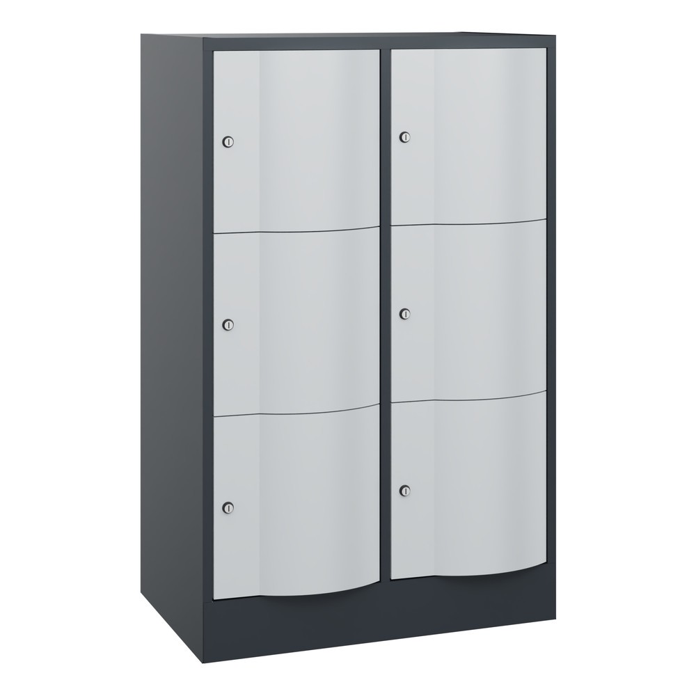 Numéro de l'image du produit 1: Meuble coffre-fort C+P avec portes « anti-vandalisme », 2 x 3 compartiments, H x l x P 1 225 x 770 x 540 mm, gris anthracite, gris clair