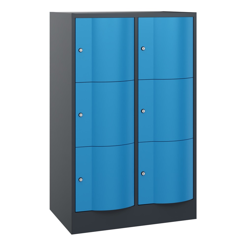 Numéro de l'image du produit 1: Meuble coffre-fort C+P avec portes « anti-vandalisme », 2 x 3 compartiments, H x l x P 1 225 x 770 x 540 mm, gris anthracite, bleu clair