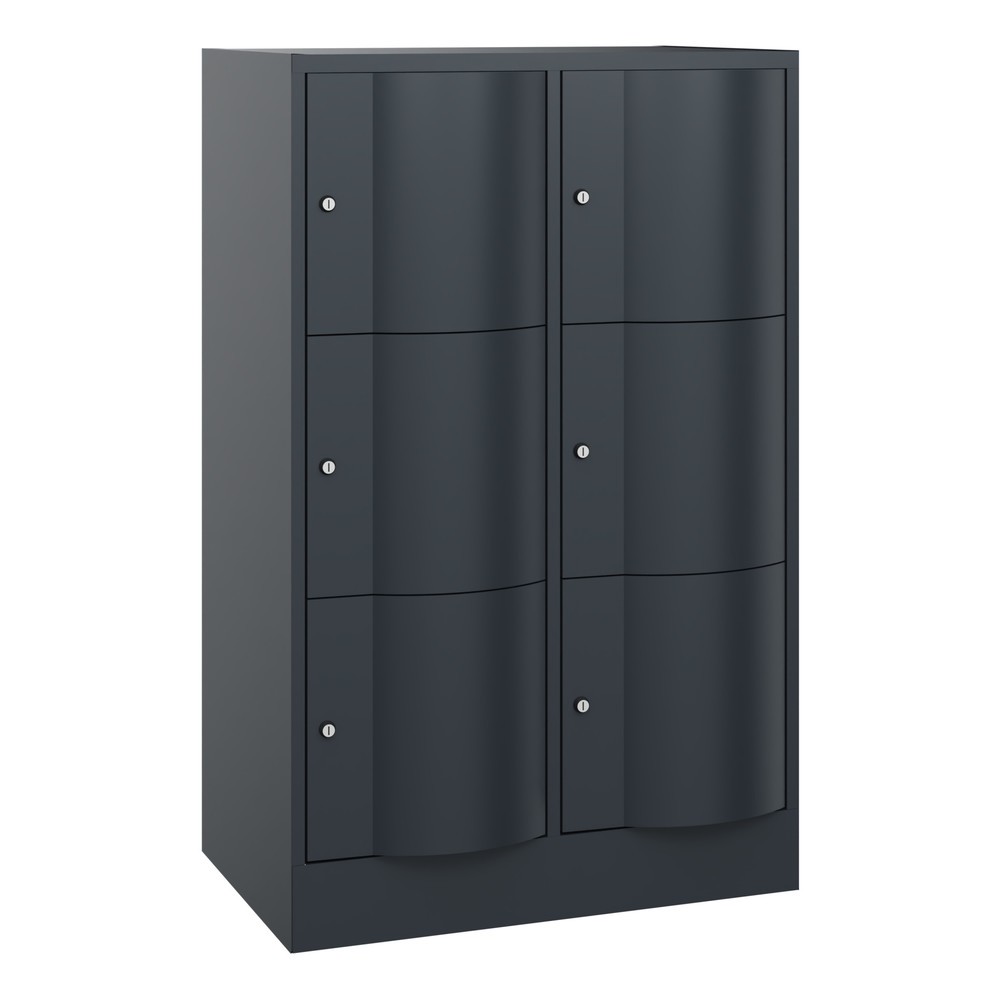 Numéro de l'image du produit 1: Meuble coffre-fort C+P avec portes « anti-vandalisme », 2 x 3 compartiments, H x l x P 1 225 x 770 x 540 mm, gris anthracite, gris anthracite