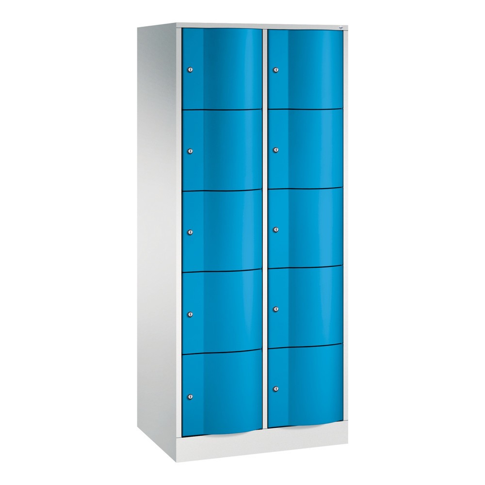 Numéro de l'image du produit 1: Meuble coffre-fort C+P avec portes « anti-vandalisme », 2 x 5 compartiments, H x l x P 1 950 x 770 x 540 mm, gris clair, bleu clair