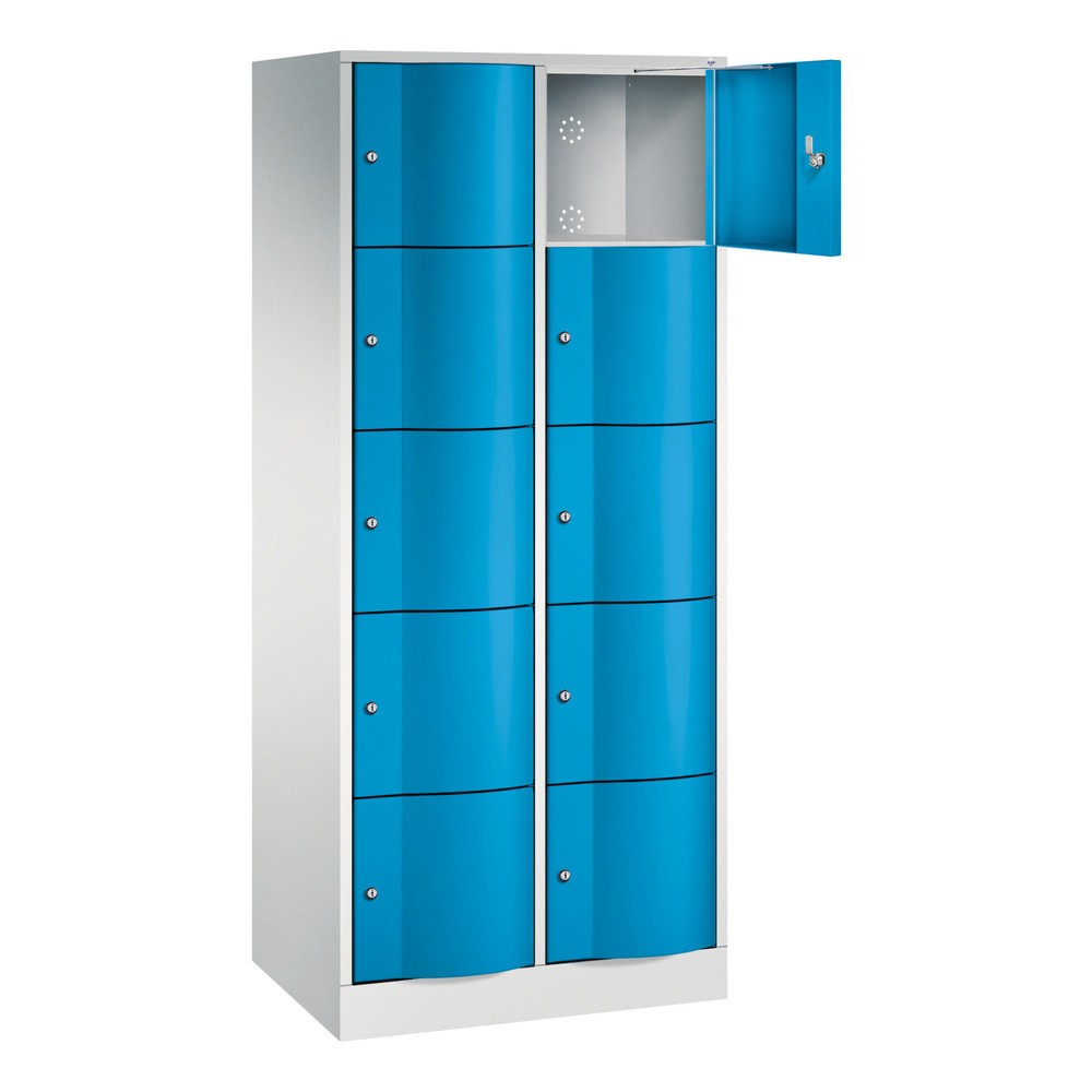 Numéro de l'image du produit 3: Meuble coffre-fort C+P avec portes « anti-vandalisme », 2 x 5 compartiments, H x l x P 1 950 x 770 x 540 mm, gris clair, bleu clair