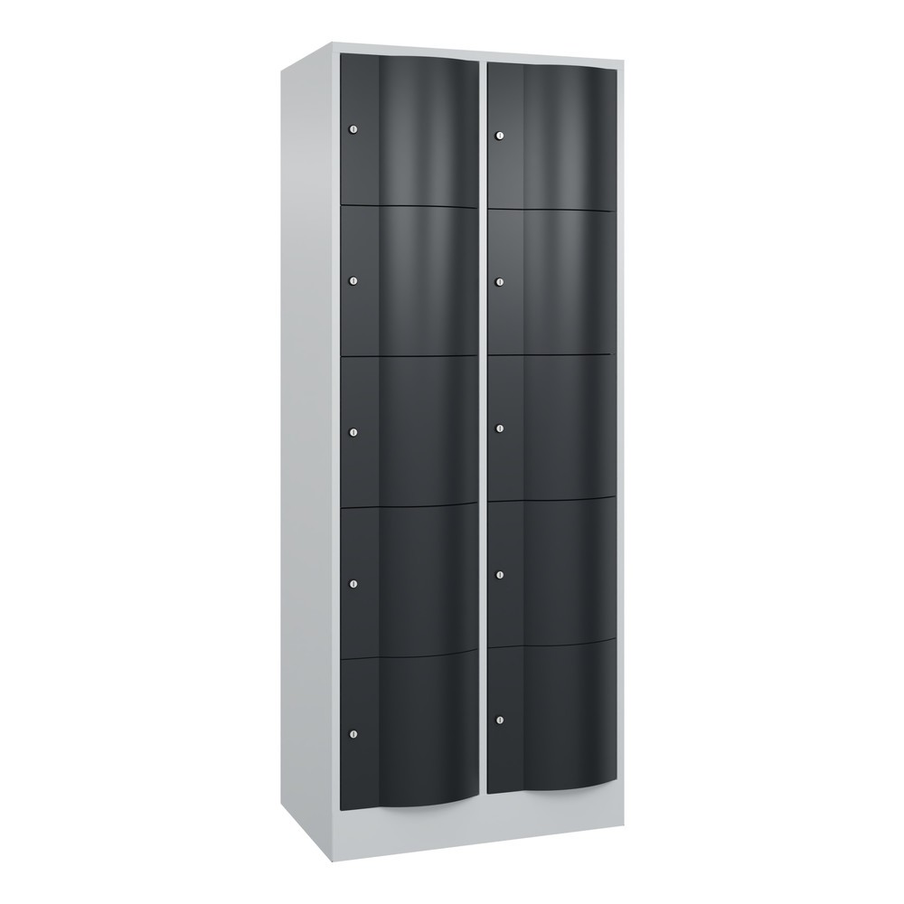 Numéro de l'image du produit 1: Meuble coffre-fort C+P avec portes « anti-vandalisme », 2 x 5 compartiments, H x l x P 1 950 x 770 x 540 mm, gris clair, gris anthracite
