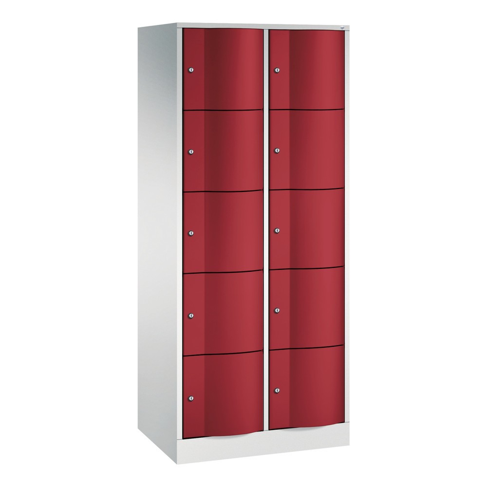 Numéro de l'image du produit 1: Meuble coffre-fort C+P avec portes « anti-vandalisme », 2 x 5 compartiments, H x l x P 1 950 x 770 x 540 mm, gris clair, rouge rubis