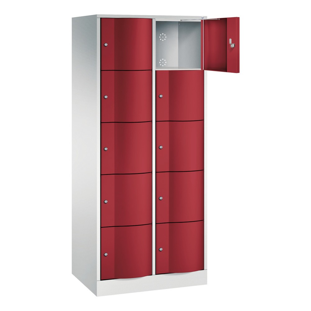 Numéro de l'image du produit 3: Meuble coffre-fort C+P avec portes « anti-vandalisme », 2 x 5 compartiments, H x l x P 1 950 x 770 x 540 mm, gris clair, rouge rubis