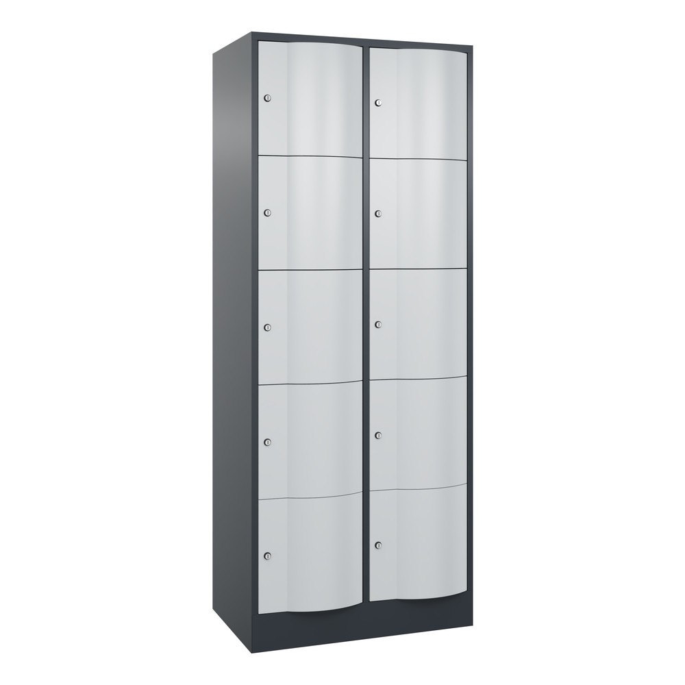 Numéro de l'image du produit 1: Meuble coffre-fort C+P avec portes « anti-vandalisme », 2 x 5 compartiments, H x l x P 1 950 x 770 x 540 mm, gris anthracite, gris clair