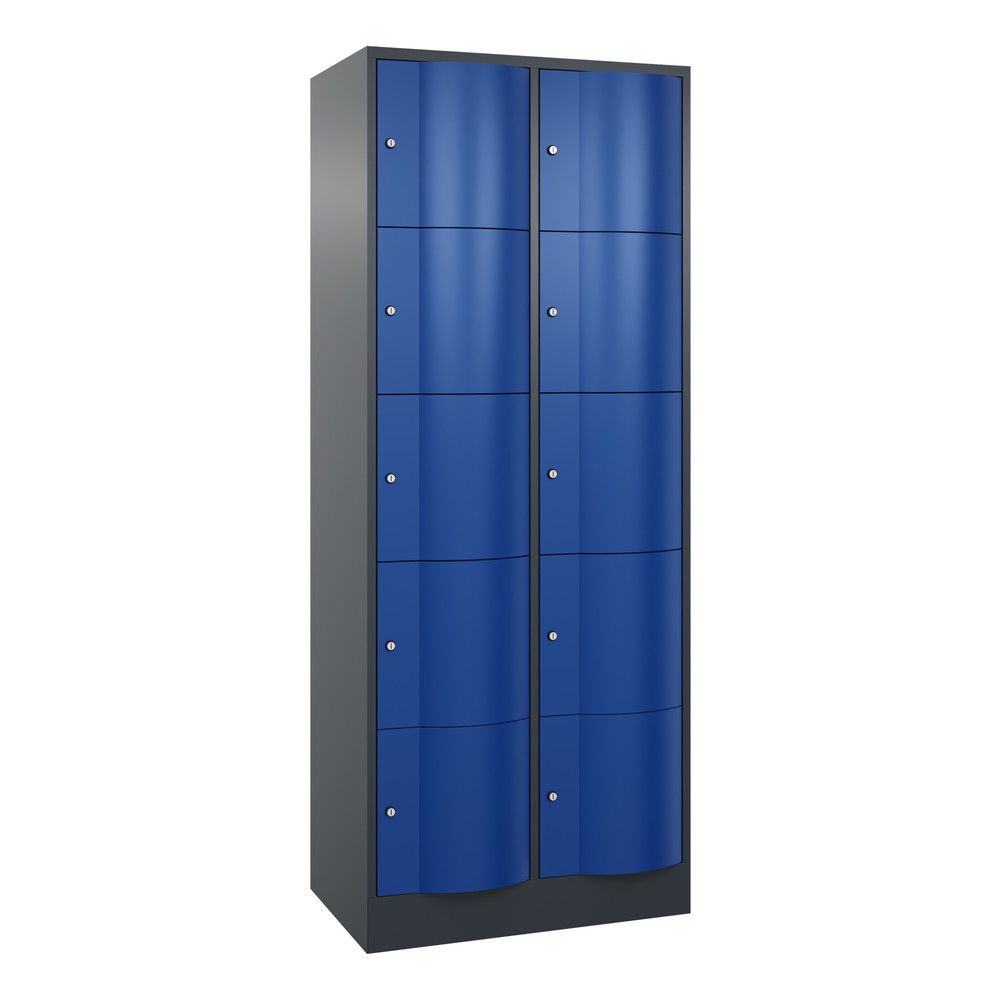 Numéro de l'image du produit 1: Meuble coffre-fort C+P avec portes « anti-vandalisme », 2 x 5 compartiments, H x l x P 1 950 x 770 x 540 mm, gris anthracite, bleu gentiane