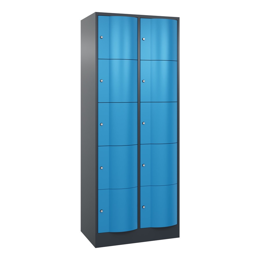 Numéro de l'image du produit 1: Meuble coffre-fort C+P avec portes « anti-vandalisme », 2 x 5 compartiments, H x l x P 1 950 x 770 x 540 mm, gris anthracite, bleu clair